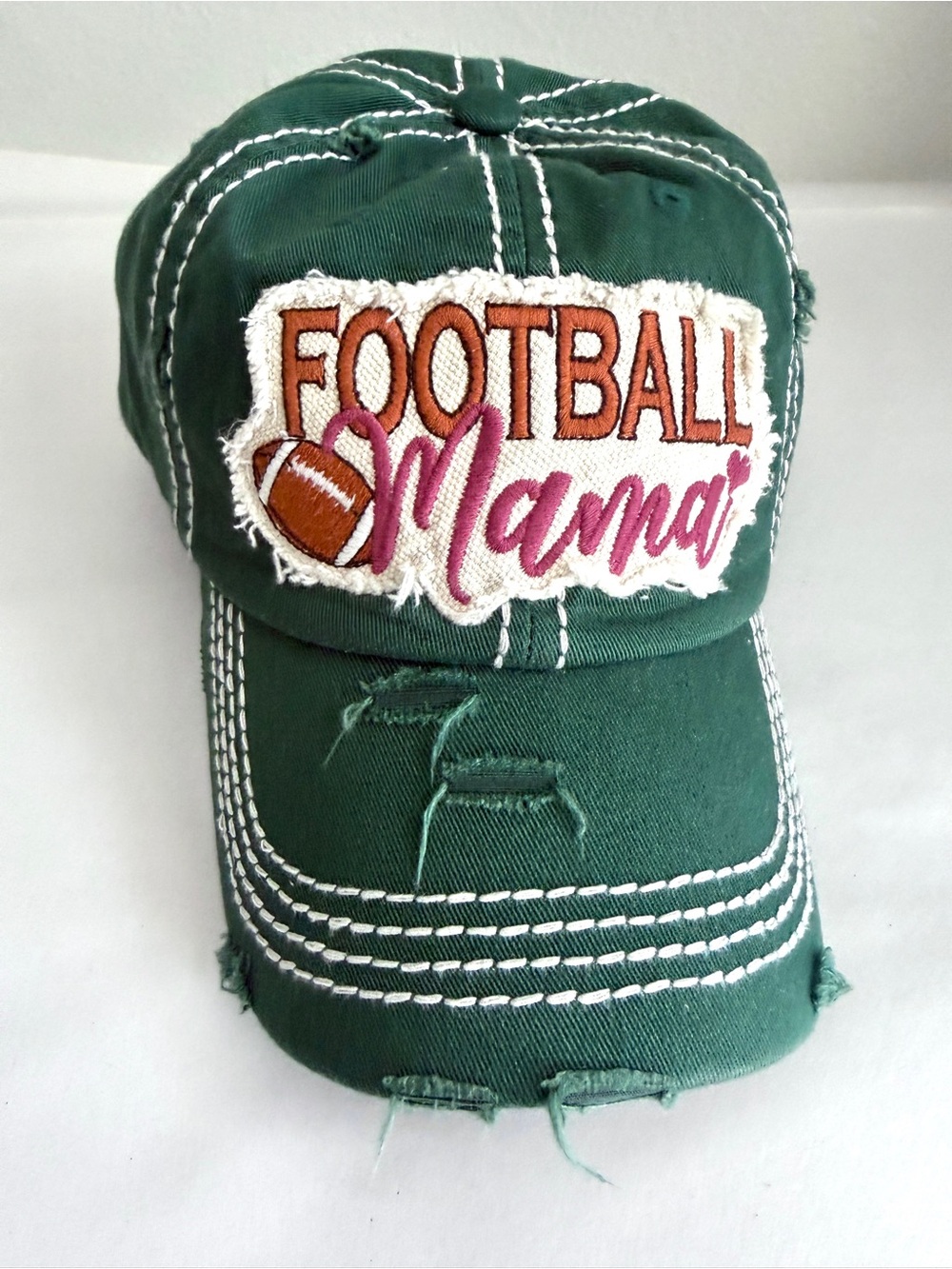 Kbethos Vintage Football Mama Trucker Hat Womens One Size Green Distressed New